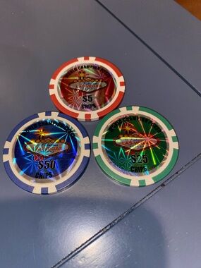 Las Vegas—Casino Style $5/$25/$50 Poker Chips Set - Red, Green, Blue